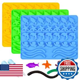 B07jfvvdj9 Caketime Gummy And Hard Candy Molds Silicone - Worms Starfish Dolphins Octopus Sharks 3