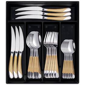 Caliamary 586159009534 24-piece Silverware Set With Organizer Stainless Steel Flatware For 6 Cutle Caliamary 586159009534 24-piece Silverware Set With Organizer Stainless Steel Flatware For 6 Cutle