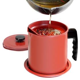 Cambom 720455383403 Bacon Grease Container With Fine Mesh Strainer 1.3 L Almost 6 Full Cups Iron