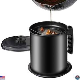 B0788g8h6v Cambom Bacon Grease Container With Strainer 1.3l Kitchen Fat Storage Can Black