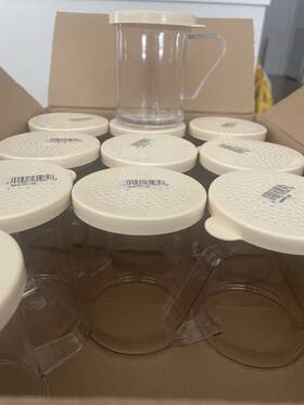 969skrld Cambro Plastic Cooking Dredge Shakers Cups Set Of 11 Clear With Beige Lids