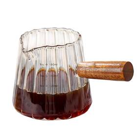 Casavibe 721410649459 Wooden Handle Coffee Cup With Scale Espresso Accessories 6oz Transparent Casavibe 721410649459 Wooden Handle Coffee Cup With Scale Espresso Accessories 6oz Transparent