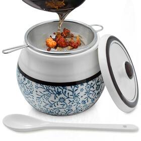 Caylielam 673311228885 Ceramic Bacon Grease Saver With Strainer 23oz Kitchen Cooking Oil Disposal C