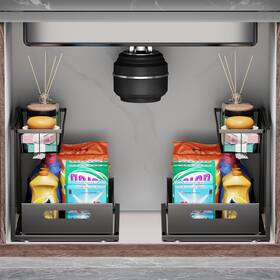 2pbk20212 Ceetug Under Sink Organizers And Storage 2 Tier Slide Out Kitchen Pack Black 2pbk20212 Ceetug Under Sink Organizers And Storage 2 Tier Slide Out Kitchen Pack Black