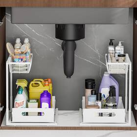 2pwh20212 Ceetug Under Sink Organizers And Storage 2 Tier Slide Out Pack White