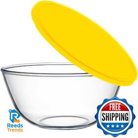B0ffy6f9h2 Cgnweeps 4.7 Quart Large Glass Mixing Bowl With Yellow Lid Big Salad