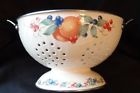 Cherry Enamel Peaches Pedestal Colander Porcelain Motifs Blueberries