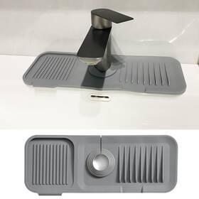 Chivolona 635393599895 Kitchen Sink Splash Guard Silicone Faucet Handle Drip Catcher Tray Grey Fauce