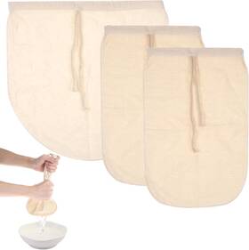 600882 Cobee 1 Byhstkxei Cotton Nut Milk Bags Food Strainer 3 Pack 2 Sizes Fine Mesh Beige