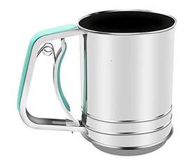 Cohpoh 791386821425 3-cup Stainless Steel Flour Sifter Squeeze For Baking With Compatable