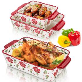 B0b8s9n1j2 Coloch 3pk Ceramic Baking Dishes Rectangular Bakeware Set Hand-painted Lasagna P
