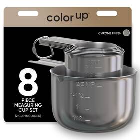 Color Up 850056804004 Measuring Cup Set 8 Piece Copper And Chrome Finish Stainless
