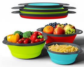 Comfify 628242532563 Ultimate Kitchen Strainers Set Of 3 - Collapsible Silicone Colanders For Easy