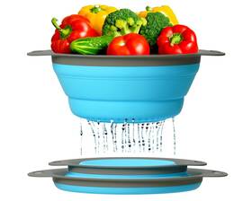 Comfify 707989655695 Ultimate Kitchen Strainers Set Of 2 Collapsible Silicone Colanders For Easy Stor