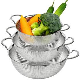 Comport K 809968600275 Premium 18/8 304 Stainless Steel Strainer Set Of 3 With Handles Micro-perfor Comport K 809968600275 Premium 18/8 304 Stainless Steel Strainer Set Of 3 With Handles Micro-perfor