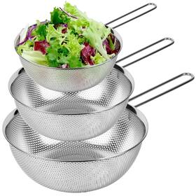 Comport K 809968600282 Premium 18/8 304 Stainless Steel Strainer Set Of 3 With Long Handle Micro-pe