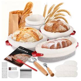 B0fnrgr1hd Consciot Sourdough Starter Kit 5 Banneton Round And Oval Cotton Rope Bread Proofi