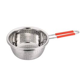 Contiup 712443397481 Stainless Steel Perforated Metal Colander Strainer With Long Red Handle Sieve
