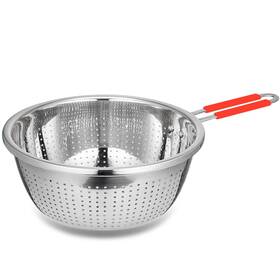 C072-mer-26 Contiup Stainless Steel Perforated Metal Colander Strainer With Long Red Handle Sieve C072-mer-26 Contiup Stainless Steel Perforated Metal Colander Strainer With Long Red Handle Sieve