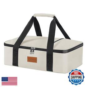 B0cqwzbpz1 Cooklux Insulated Casserole Carrier Bag For 9 Inch X13 Dish - Hot/cold Food Beige Nylon