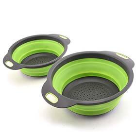 Cool Cook 721353833366 2 Pcs/set Silicone Colander Fruit Vegetable Washing Basket Strainer Drain Bas