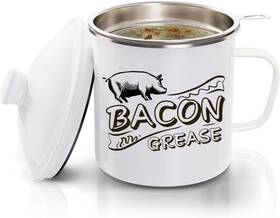 Coolkit 744110208023 Bacon Grease Saver With Strainer - 46oz Large Capacity Container For