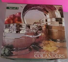 367149 Costco 3 -piece Stainless Steel Colander Set 3qt 5 Quart And 7qt