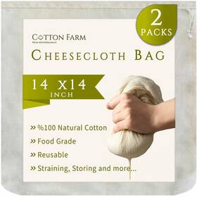 Cotton Farm From Mediterranean 737934907296 Ultra Dense Cheesecloth Bag - Nut Milk Xl 14x14 Inch All