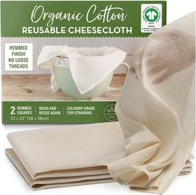 Re0091 Country Trading Co. Organic Unbleached Cotton Cheesecloth For Straining - 2 Reusable Hemmed White