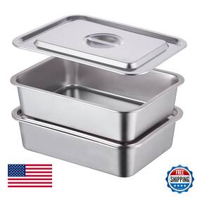 B0f8qxgcgh Cozystate 2-pack 4pc 4 Inch Deep Lasagna Pan With Lid 11.6x15.6 9.2 Quart Stainless Steel