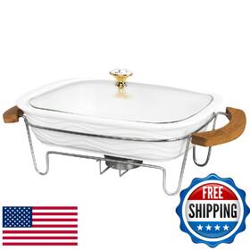 B0crb4383p Creativity Home 12x8 Ceramic Casserole Baking Dish With Glass Cover And Rack 2.2qt