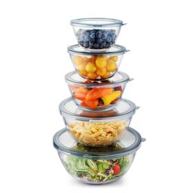 B0fp52f716 Cuiselect 5pc Glass Mixing Bowls With Lids Set 4.65qt 2.80qt 1.64qt 1.16qt