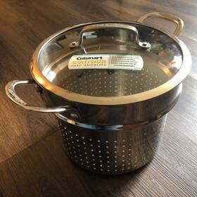 64112-64 Cuisinart Stainless Steel Strainer Colander Basket With Lid For 8 Quart Stock Pot