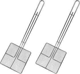 Cuisine Ready 313043970958 Wire Mesh Strainer With Long Handle 2 Pack 6.5 Inch Square Frying Spoon Stainles