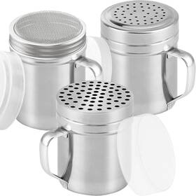 Cusinium 445008744755 Set Of 3 10oz Stainless Steel Dredges With Handle Fine Mesh Medium Holes L