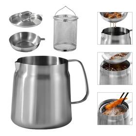 Cyhjtchs 762736540761 68oz 304 Stainless Steel Oil Filter Pot Large Capacity Versatile