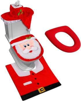 Am-hg173 D-fantix 3d Nose Santa Toilet Seat Cover And Rug Set Funny Medium Red Am-hg173 D-fantix 3d Nose Santa Toilet Seat Cover And Rug Set Funny Medium Red