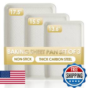 B0fvsf2flf Deedro Baking Sheet Pan Set Of 3 Nonstick Carbon Steel Cookie Sheets Texture Commercial