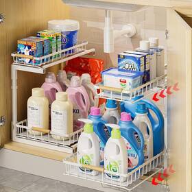 Snj23i-x Delamu 2 Pack Under Sink Organizer And Storage Tier Pull Out White
