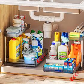 Snj54h-x Delamu 2 Pack Under Sink Organizer 11.38 Inch Width Pull Out Cabinet Set