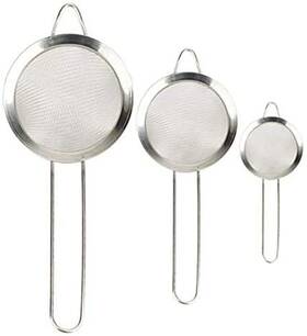 Dependable Industries Inc. Essentials 097958011189 Set Of 3 Stainless Steel Fine Mesh Strainers Kitchen Cooking Baking Accessory