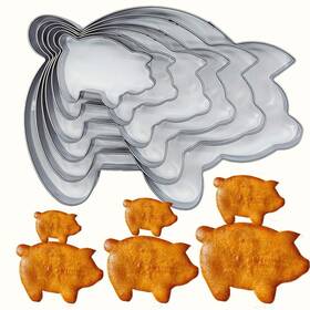 Ccpg5 Doczen 6-piece Pig Cookie Cutter Set - Stainless Steel Marranitos Mold For Me Ccpg5 Doczen 6-piece Pig Cookie Cutter Set - Stainless Steel Marranitos Mold For Me
