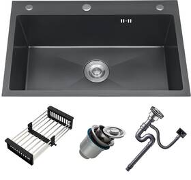 Sink003 Duyvisteil Black Drop In Kitchen Sink 30x18 Inch Stainless Steel Single Bowl Si