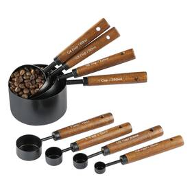Dv Knife 658359092988 8pcs Measuring Cups And Spoons Set Stainless Steel 7.9 3.7 3.3 Black