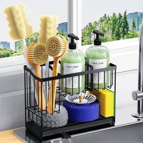 Dyfvpou 717459973518 Kitchen Sink Caddy 2-tier Self-draining Sponge And Dish Brush Holder Rustproo Dyfvpou 717459973518 Kitchen Sink Caddy 2-tier Self-draining Sponge And Dish Brush Holder Rustproo