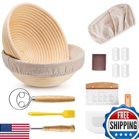 B0dfy59ntl E-far Bread Proofing Basket Set Of 2 9 Inch Round Sourdough Baking Supplie