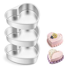 B0fxgm4jbq E-far 8 Inch Heart Cake Pan 3pcs Stainless Steel Shaped Mold T