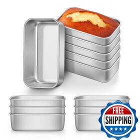 B0fzjqchm9 E-far Mini Loaf Pan Set Of 12 Small Stainless Steel Bread Baking Pans Oven 6.3 X