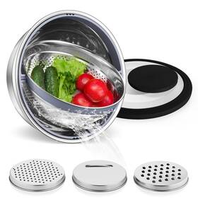 Efcb04 E-far Colander With Mixing Bowl Set 4-1 Stainless Steel Strainers Wi Efcb04 E-far Colander With Mixing Bowl Set 4-1 Stainless Steel Strainers Wi
