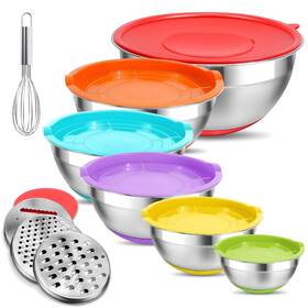 Bowl-01 Eallpha 767461192698 Mixing Bowls With Lids Set 10pcs Stainless Steel Graters An